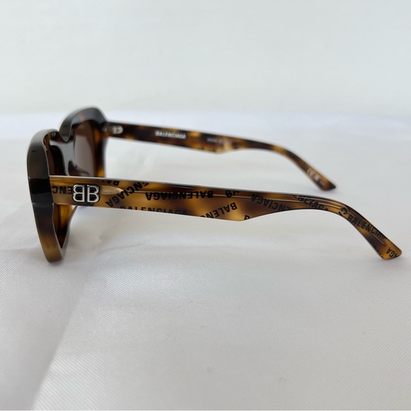 BALENCIAGA BB0127S Tortoise Frame Brown Lenses Square Shaped Sunglasses NWT - Picture 7 of 14